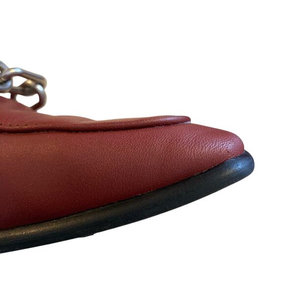 Rag Bone Aslen Leather Loafers Sz 37.5 Russet Red Chain Accent Classic Old Money - Picture 13 of 15